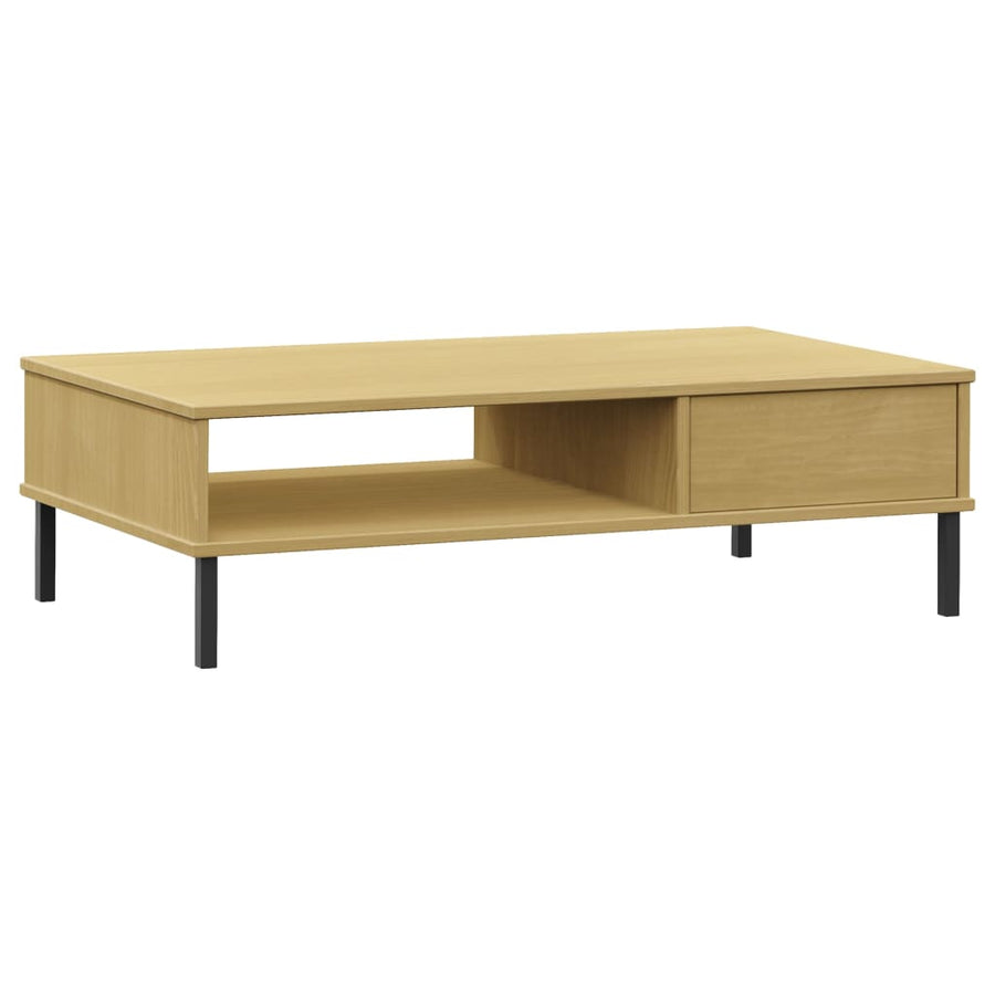 Salontafel Met Metalen Poten Oslo Massief Grenenhout Bruin