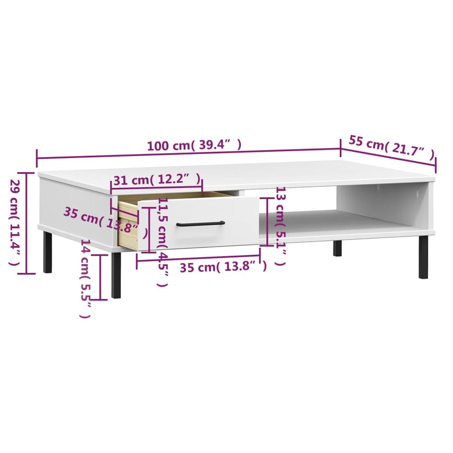 Salontafel Met Metalen Poten Oslo Massief Grenenhout Wit