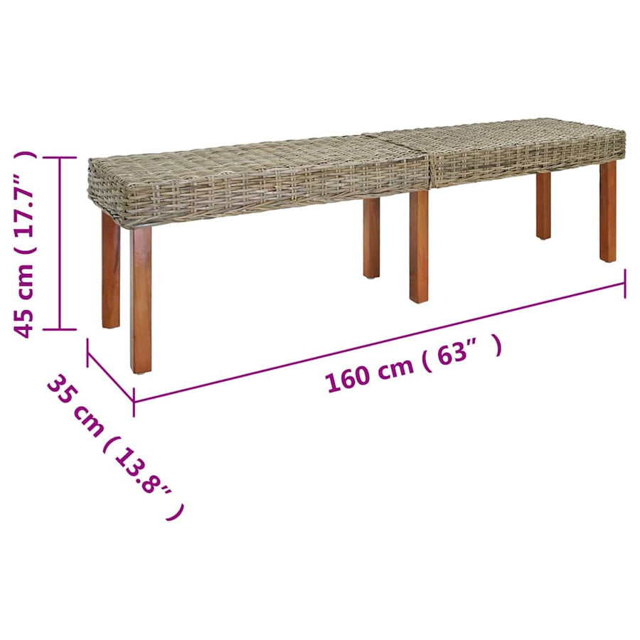 Bank 160 X 35 X 45 Cm Massief Mango Hout Naturel