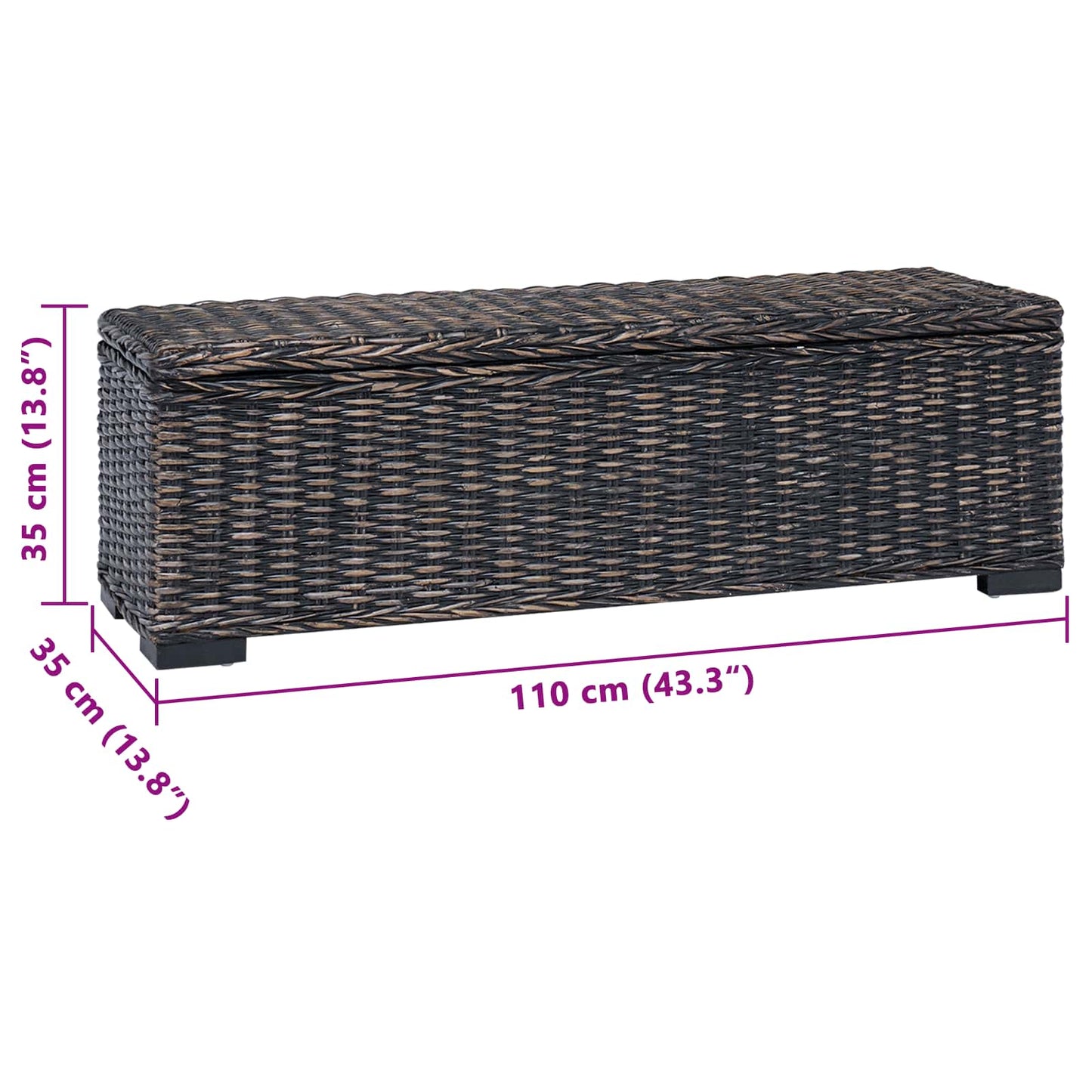 Opbergbox met opslag Zwart 110 x 35 x 45 cm