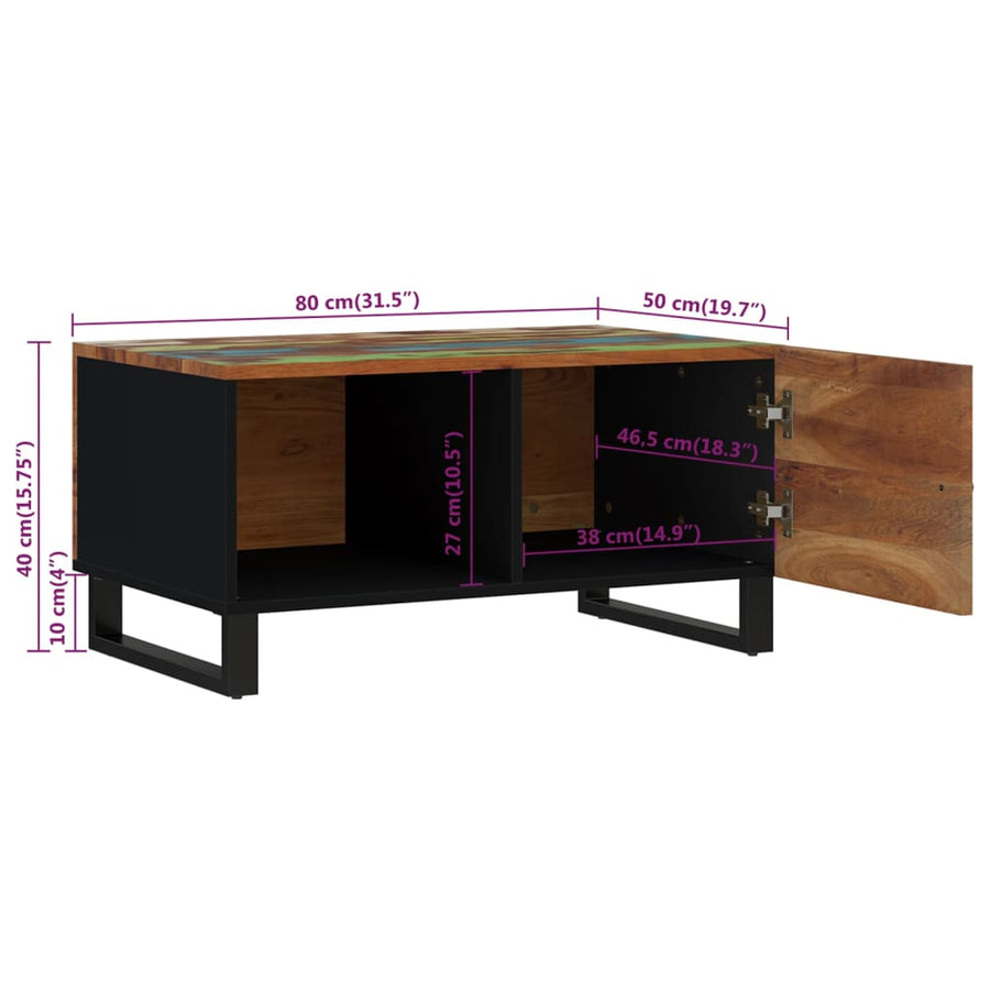 Salontafel 80X50X40 Cm Massief Gerecycled Hout En Bewerkt Hout Multikleur
