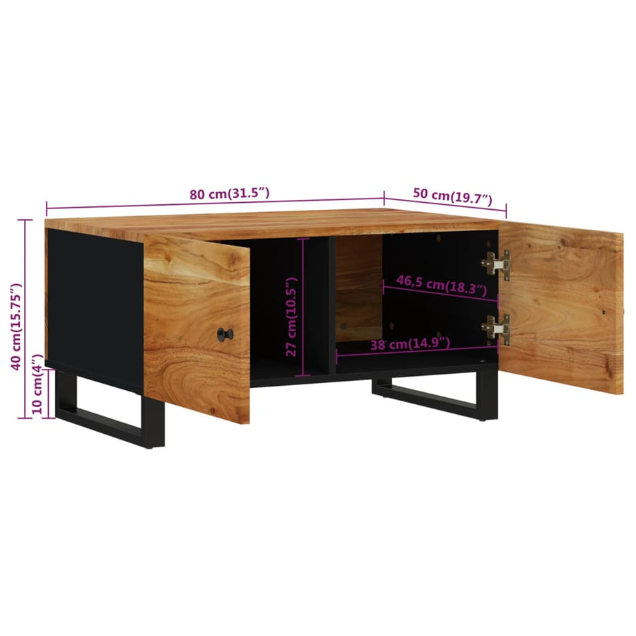 Salontafel 80X50X40 Cm Massief Acaciahout En Bewerkt Hout Bruin