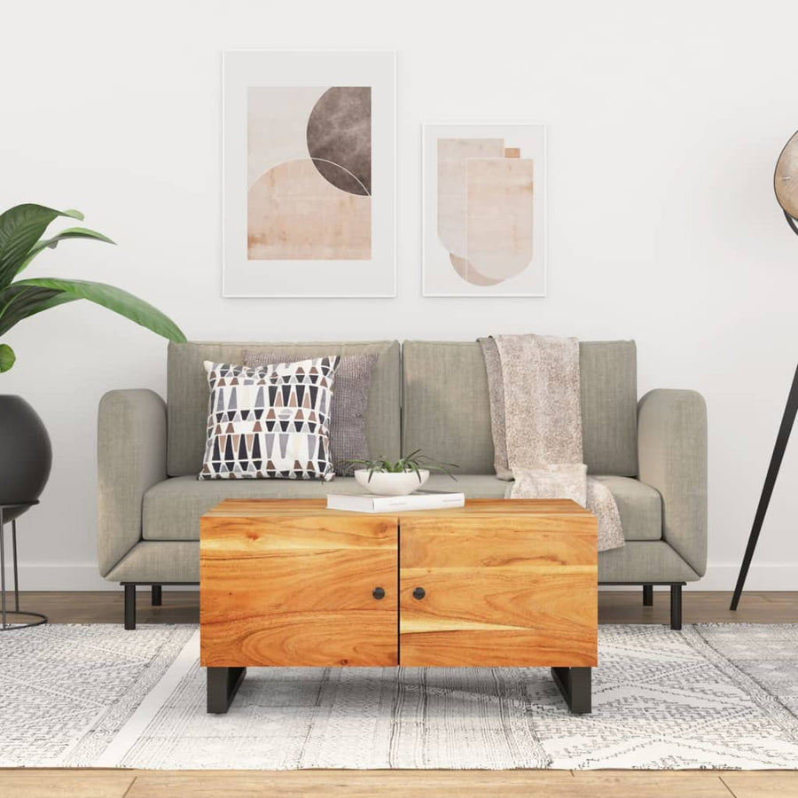 Salontafel 80X50X40 Cm Massief Acaciahout En Bewerkt Hout Bruin