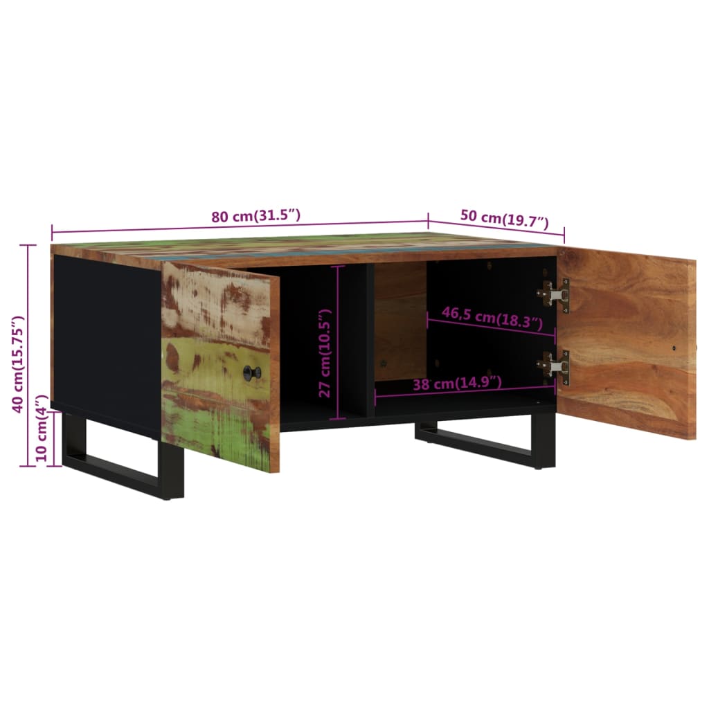 Salontafel 80X50X40 Cm Massief Gerecycled Hout En Bewerkt Hout