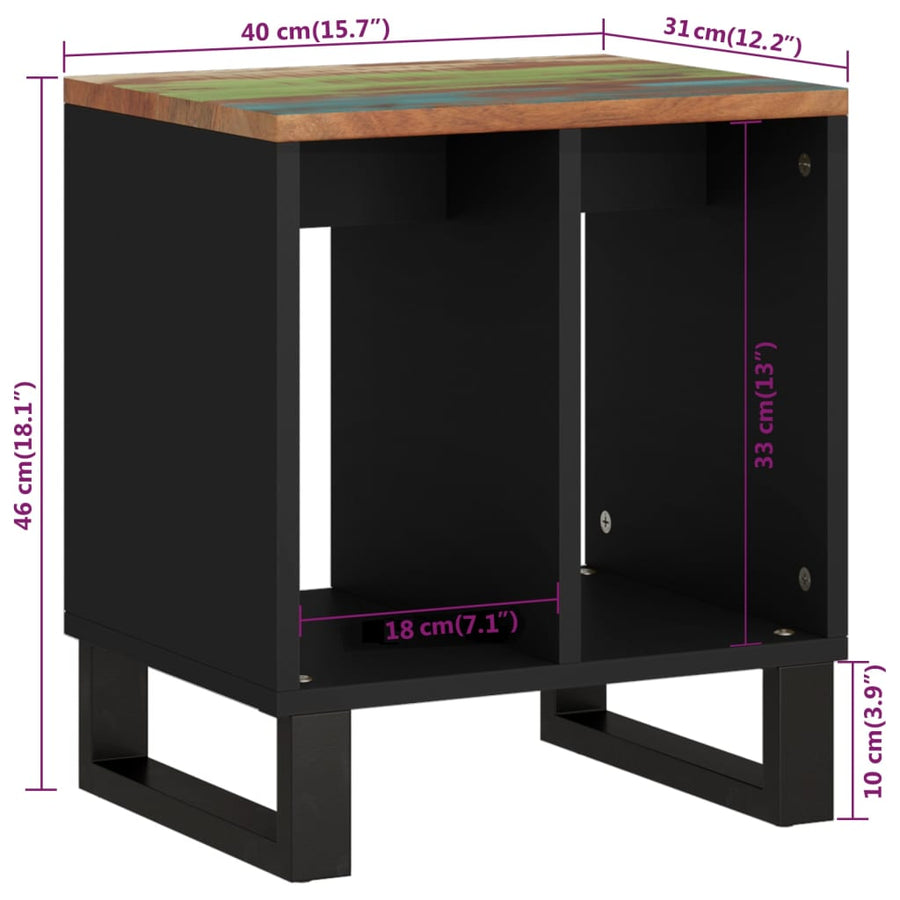 Bijzettafel 40X31X46 Cm Massief Gerecycled Hout En Bewerkt Hout Multikleur