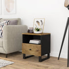 Nightstand solid mango wood and engineered wood