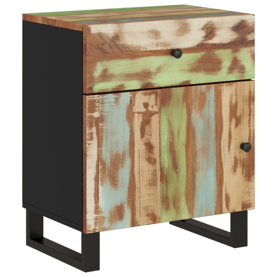 Nachtkastje 50X33X60 Cm Massief Gerecycled Hout En Bewerkt Hout Multikleur