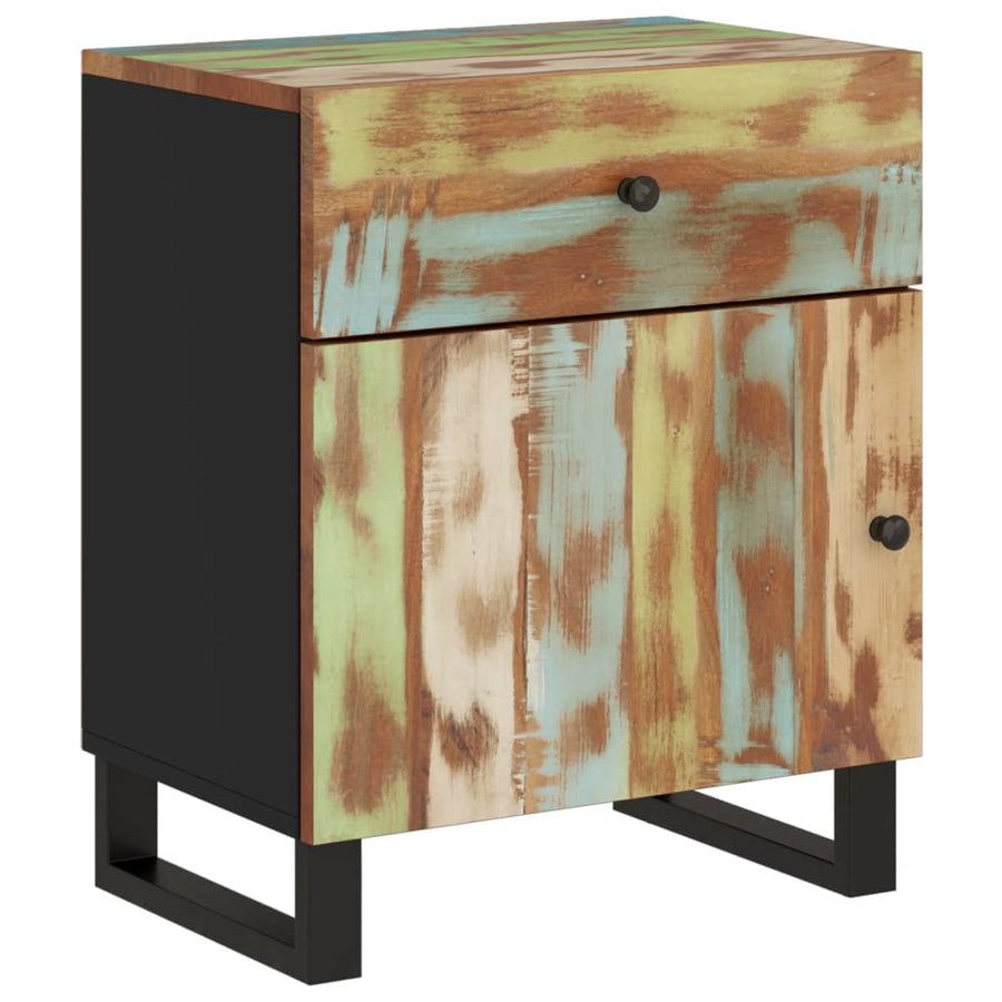 Nachtkastje 50X33X60 Cm Massief Gerecycled Hout En Bewerkt Hout Multikleur