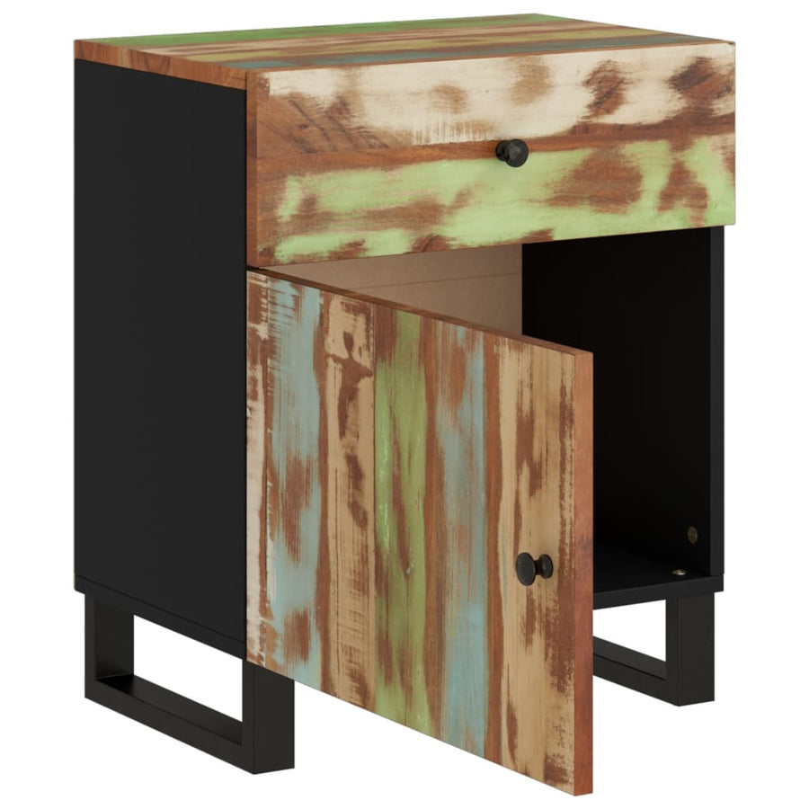 Nachtkastje 50X33X60 Cm Massief Gerecycled Hout En Bewerkt Hout Multikleur