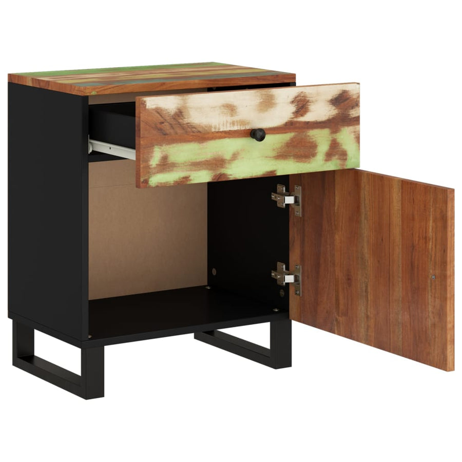 Nachtkastje 50X33X60 Cm Massief Gerecycled Hout En Bewerkt Hout Multikleur