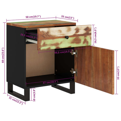 Nachtkastje 50X33X60 Cm Massief Gerecycled Hout En Bewerkt Hout Multikleur