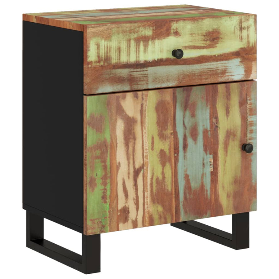 Nachtkastje 50X33X60 Cm Massief Gerecycled Hout En Bewerkt Hout Multikleur