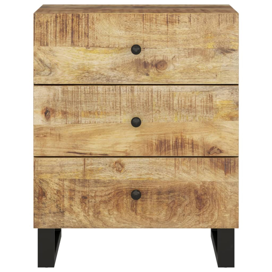 Nachtkastje 50X33X62 Cm Massief Mangohout En Bewerkt Hout