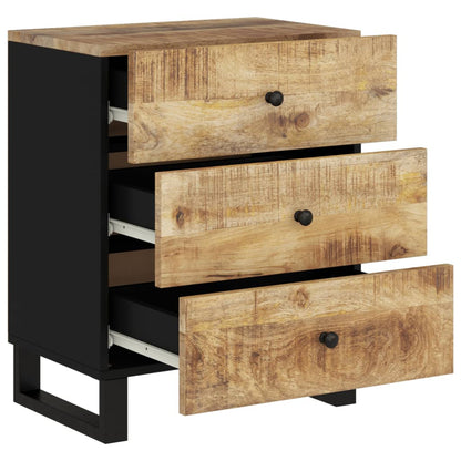 Nachtkastje 50X33X62 Cm Massief Mangohout En Bewerkt Hout