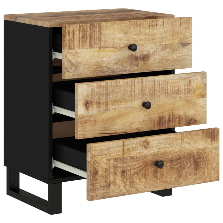 Nachtkastje 50X33X62 Cm Massief Mangohout En Bewerkt Hout