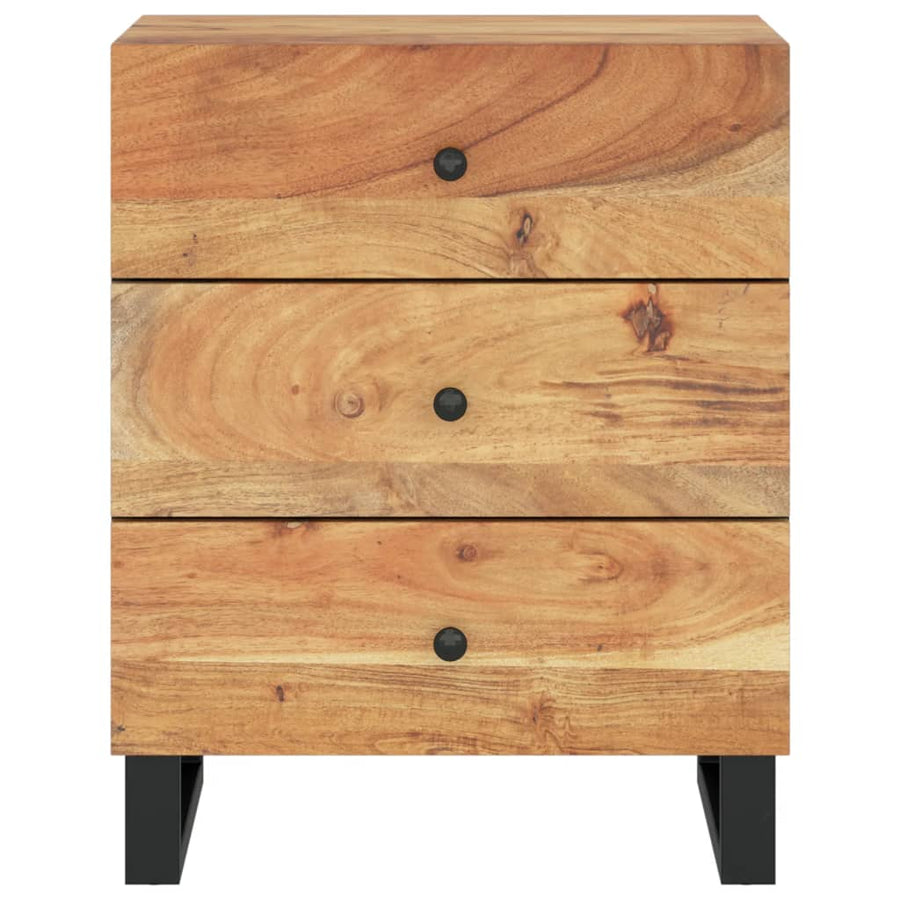 Nachtkastje 50X33X62 Cm Massief Acaciahout En Bewerkt Hout