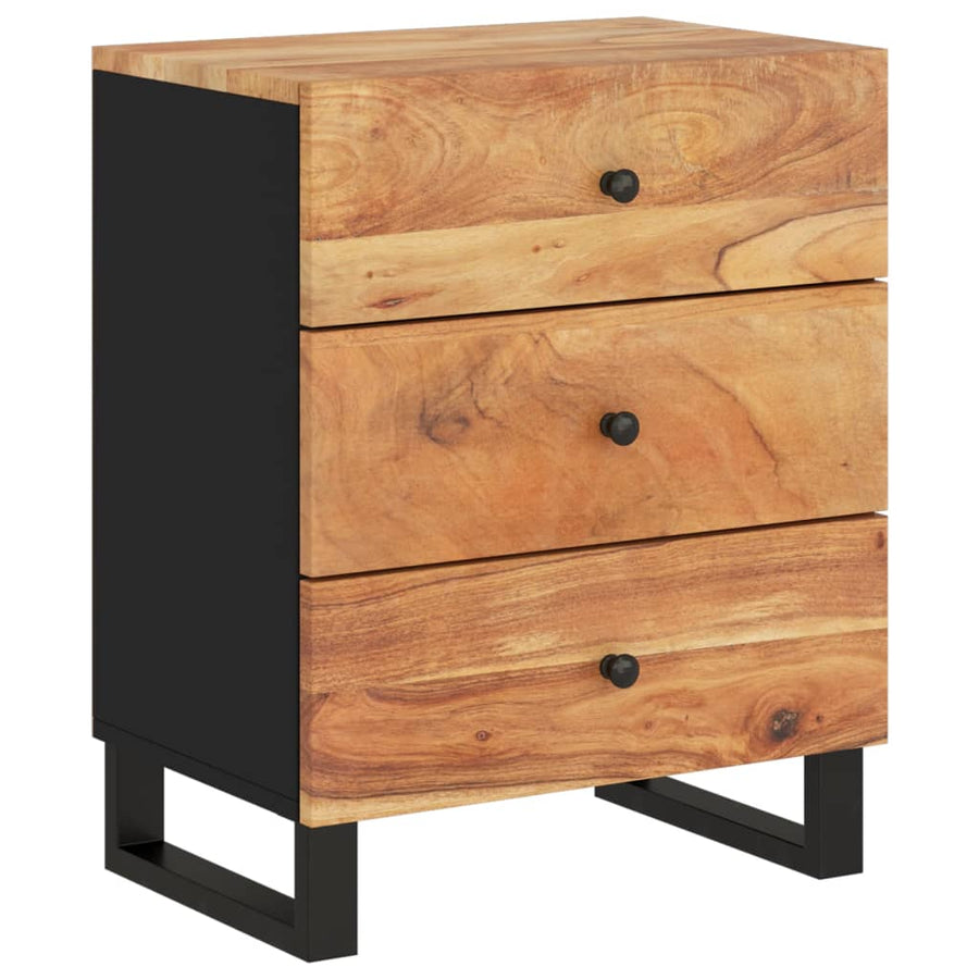 Nachtkastje 50X33X62 Cm Massief Acaciahout En Bewerkt Hout