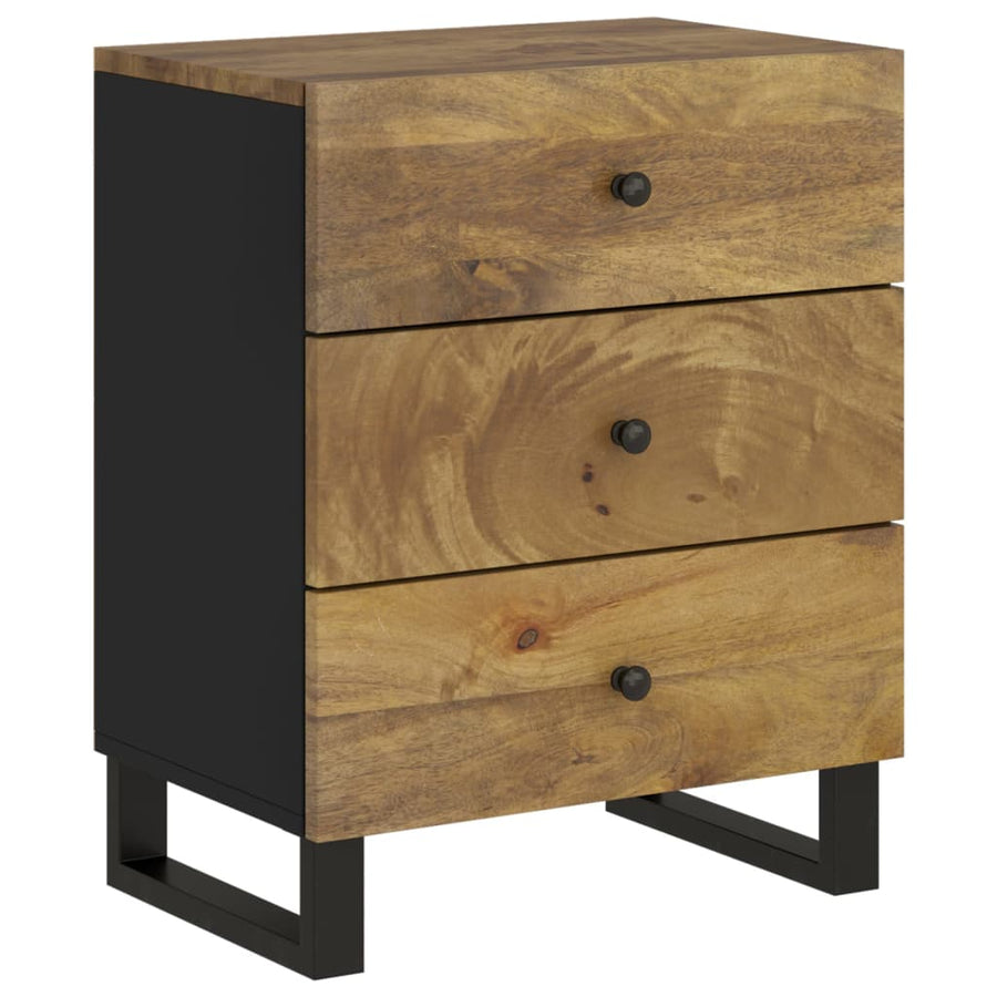 Nachtkastje 50X33X62 Cm Massief Mangohout En Bewerkt Hout