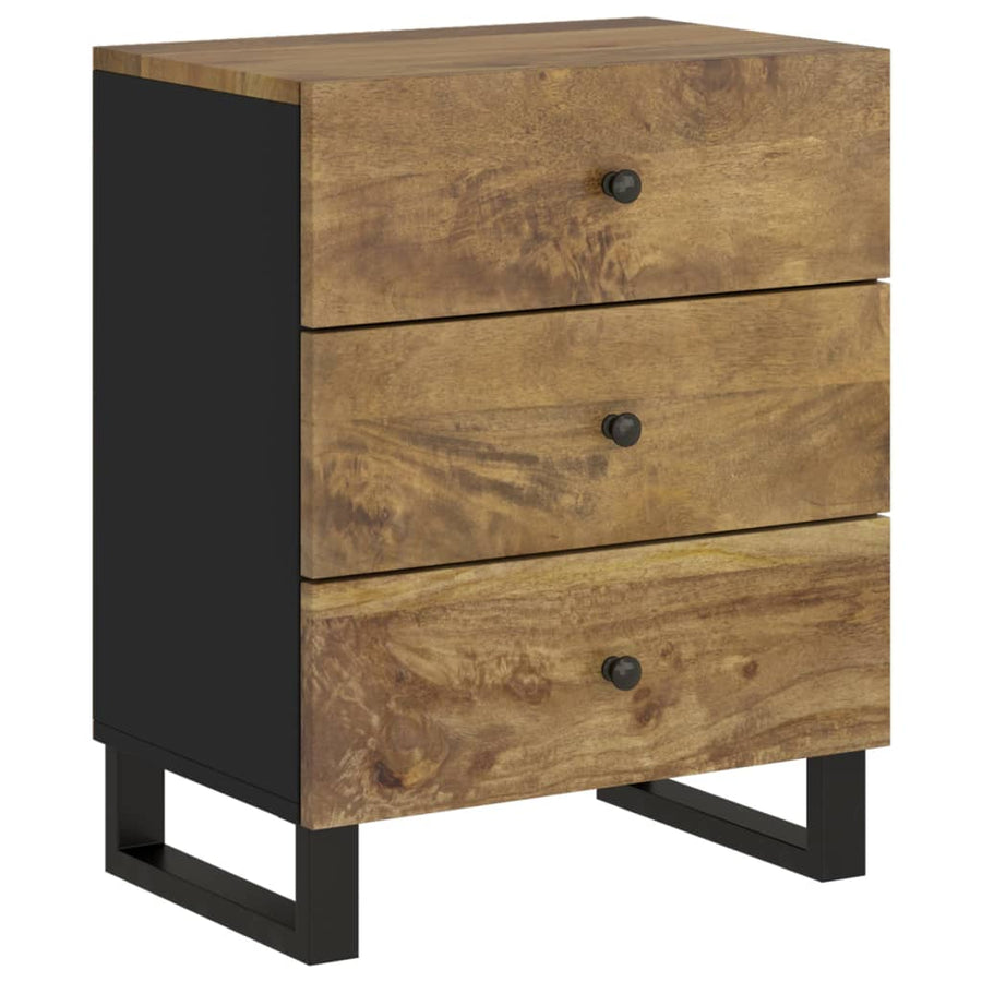 Nachtkastje 50X33X62 Cm Massief Mangohout En Bewerkt Hout