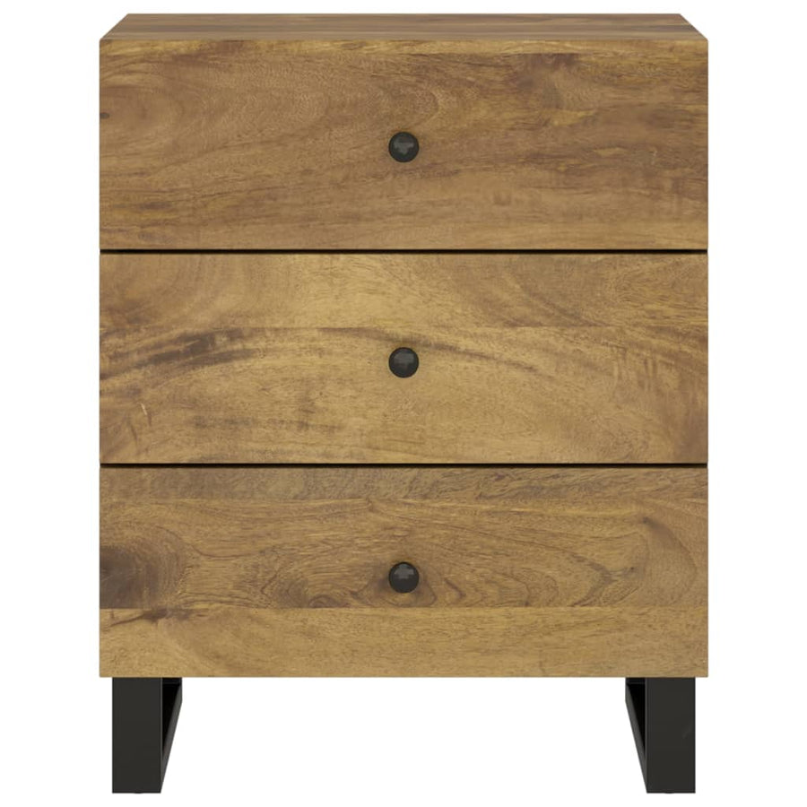 Nachtkastje 50X33X62 Cm Massief Mangohout En Bewerkt Hout