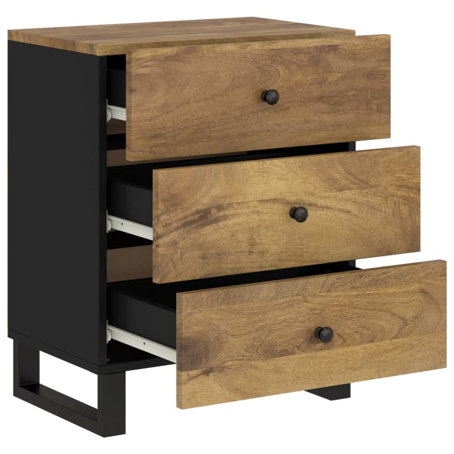 Nachtkastje 50X33X62 Cm Massief Mangohout En Bewerkt Hout