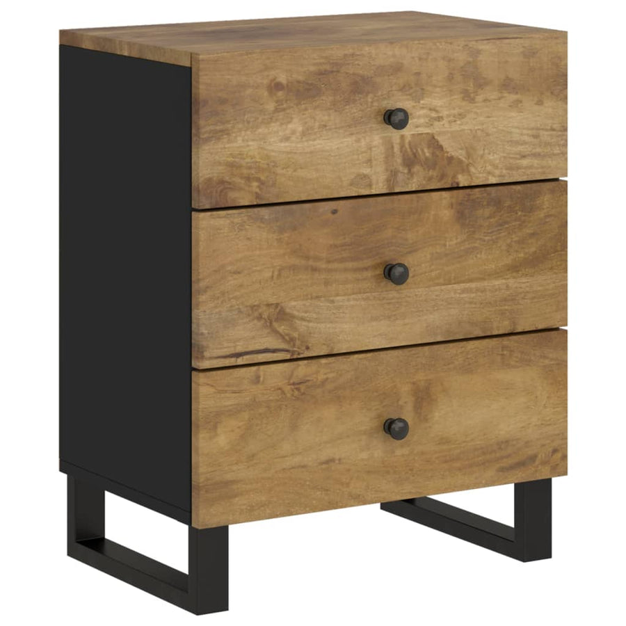 Nachtkastje 50X33X62 Cm Massief Mangohout En Bewerkt Hout