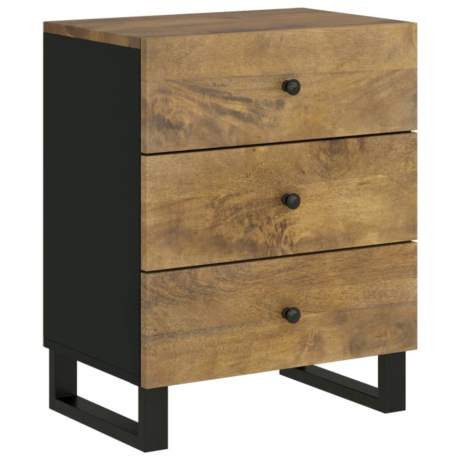 Nachtkastje 50X33X62 Cm Massief Mangohout En Bewerkt Hout