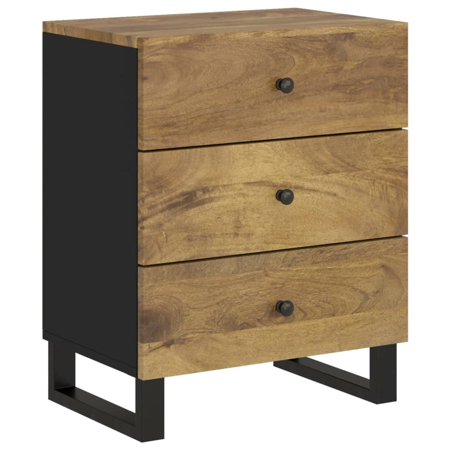 Nachtkastje 50X33X62 Cm Massief Mangohout En Bewerkt Hout