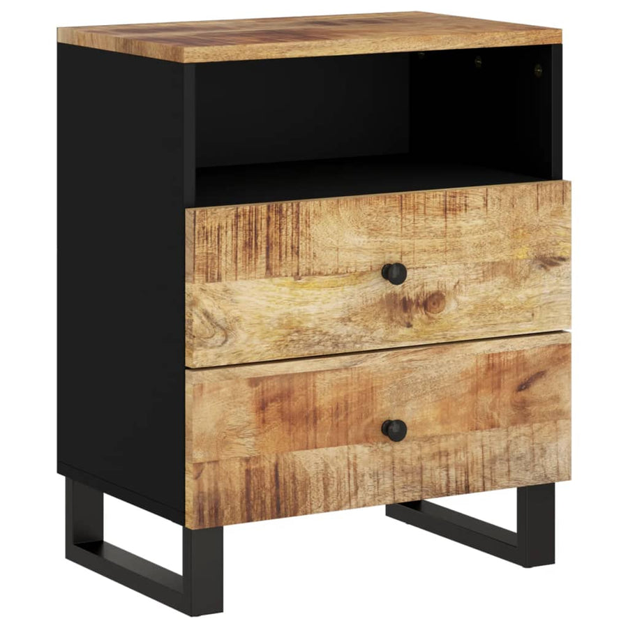 Nachtkastje 50X33X62 Cm Massief Mangohout En Bewerkt Hout