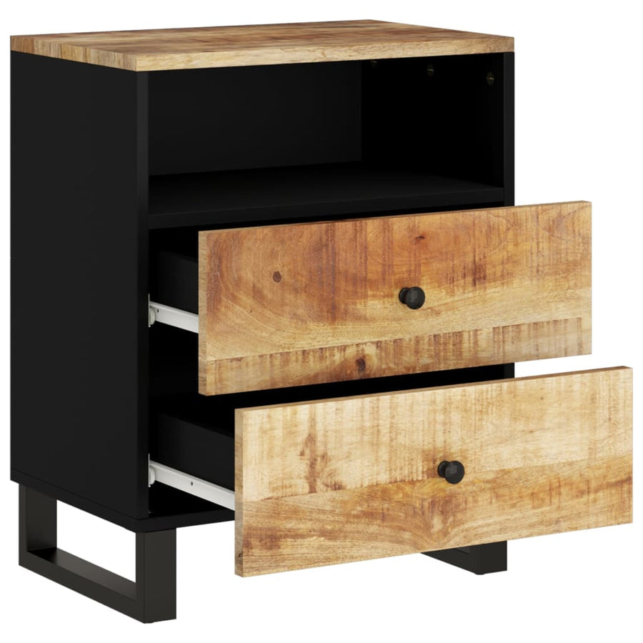 Nachtkastje 50X33X62 Cm Massief Mangohout En Bewerkt Hout