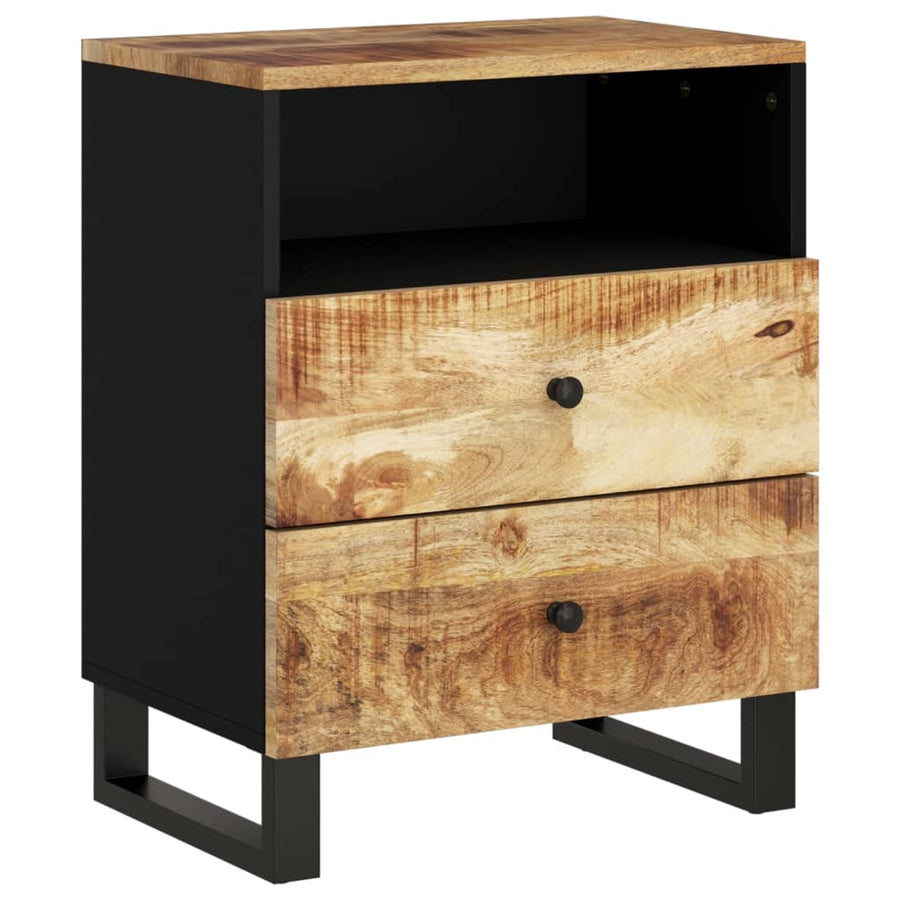 Nachtkastje 50X33X62 Cm Massief Mangohout En Bewerkt Hout