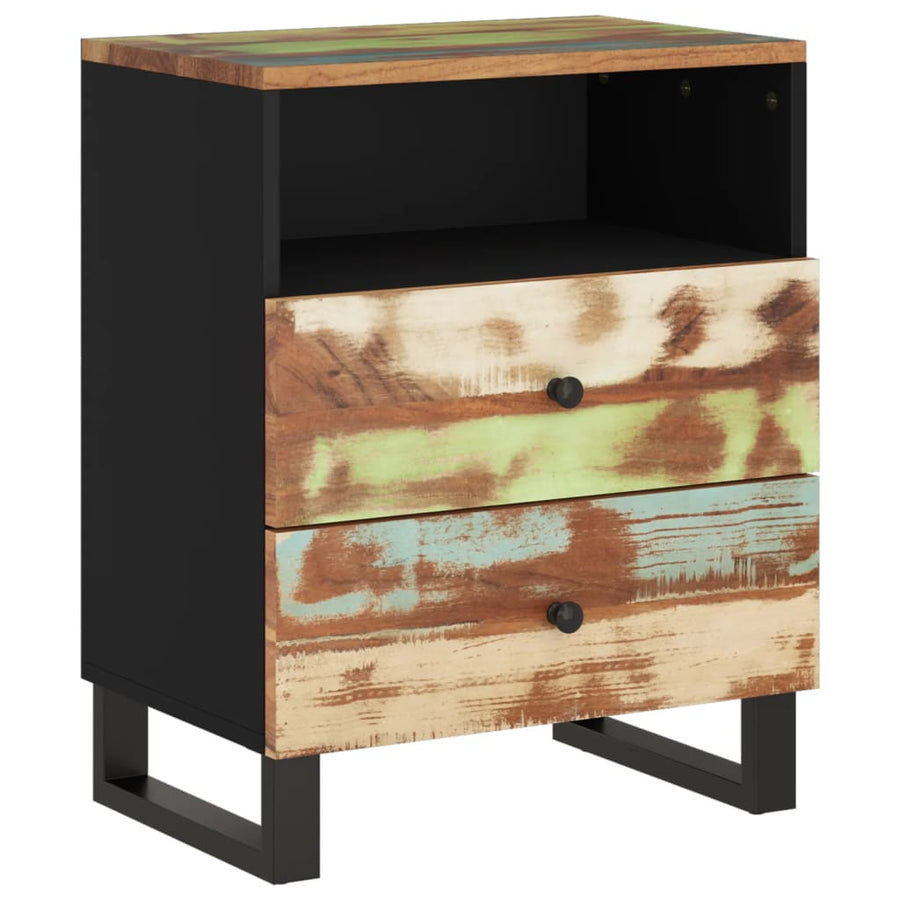Nachtkastje 50X33X62 Cm Massief Gerecycled Hout En Bewerkt Hout