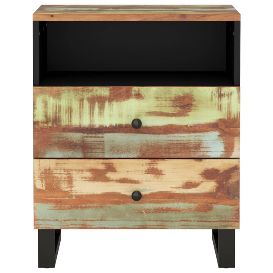 Nachtkastje 50X33X62 Cm Massief Gerecycled Hout En Bewerkt Hout