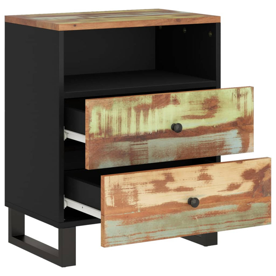 Nachtkastje 50X33X62 Cm Massief Gerecycled Hout En Bewerkt Hout