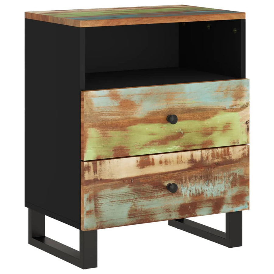 Nachtkastje 50X33X62 Cm Massief Gerecycled Hout En Bewerkt Hout