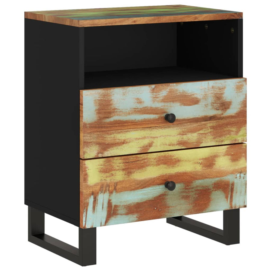 Nachtkastje 50X33X62 Cm Massief Gerecycled Hout En Bewerkt Hout