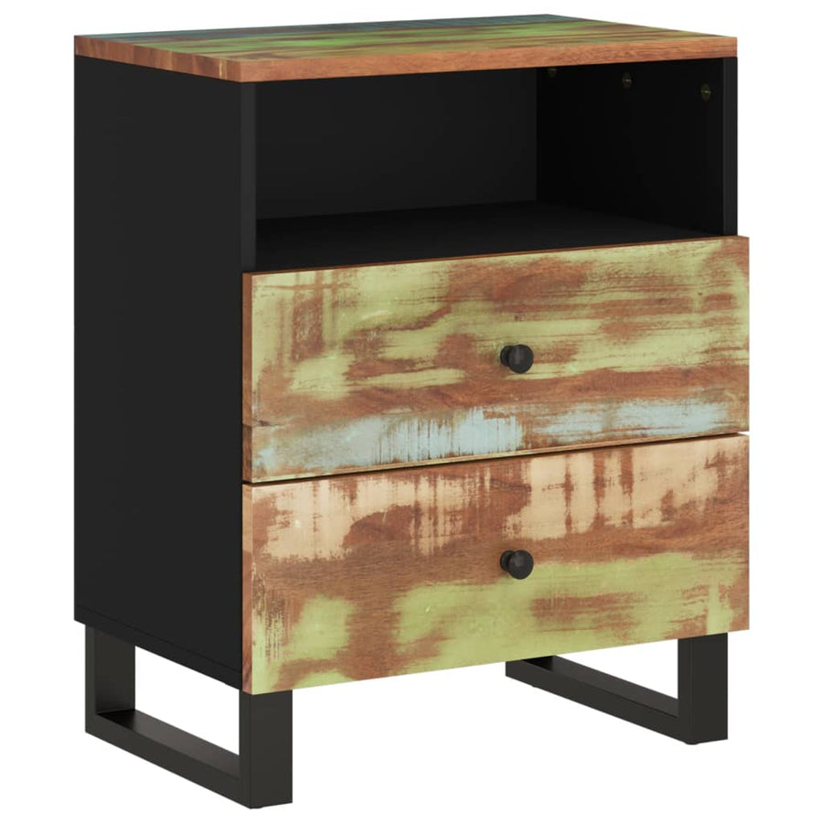 Nachtkastje 50X33X62 Cm Massief Gerecycled Hout En Bewerkt Hout