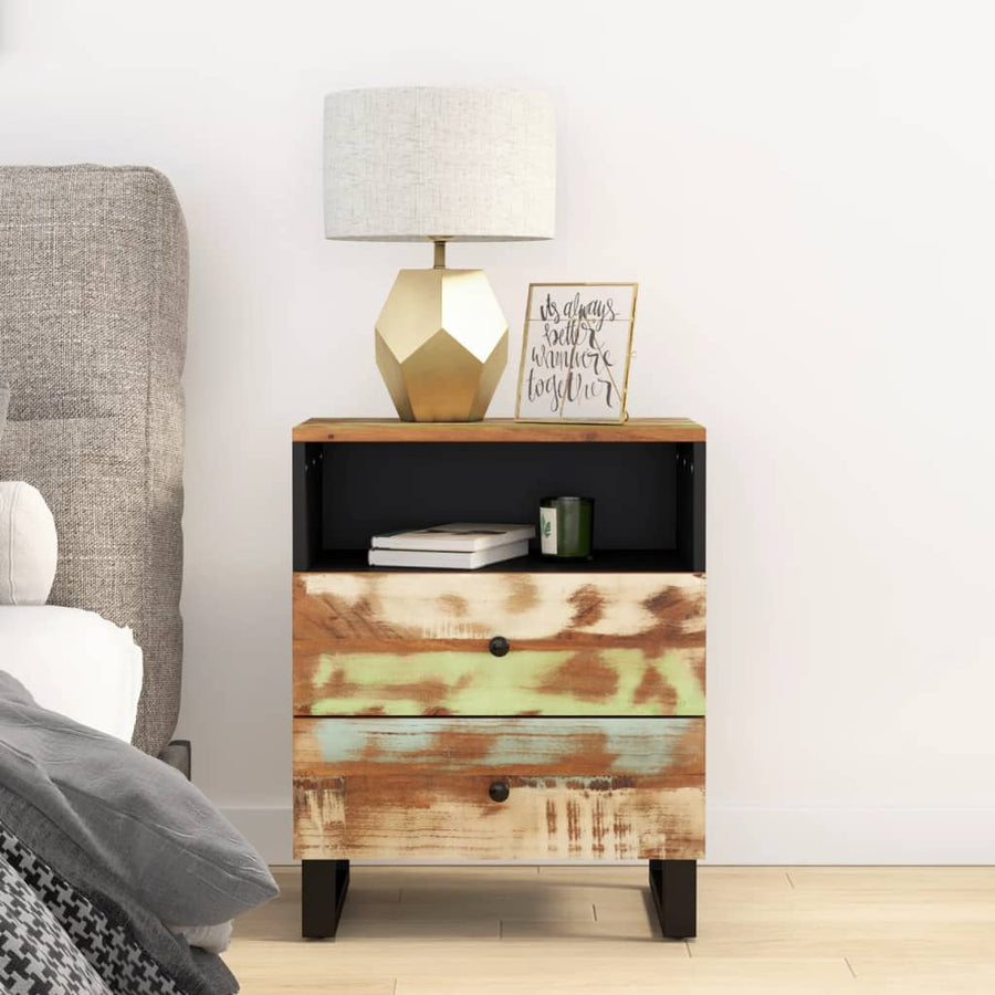 Nachtkastje 50X33X62 Cm Massief Gerecycled Hout En Bewerkt Hout