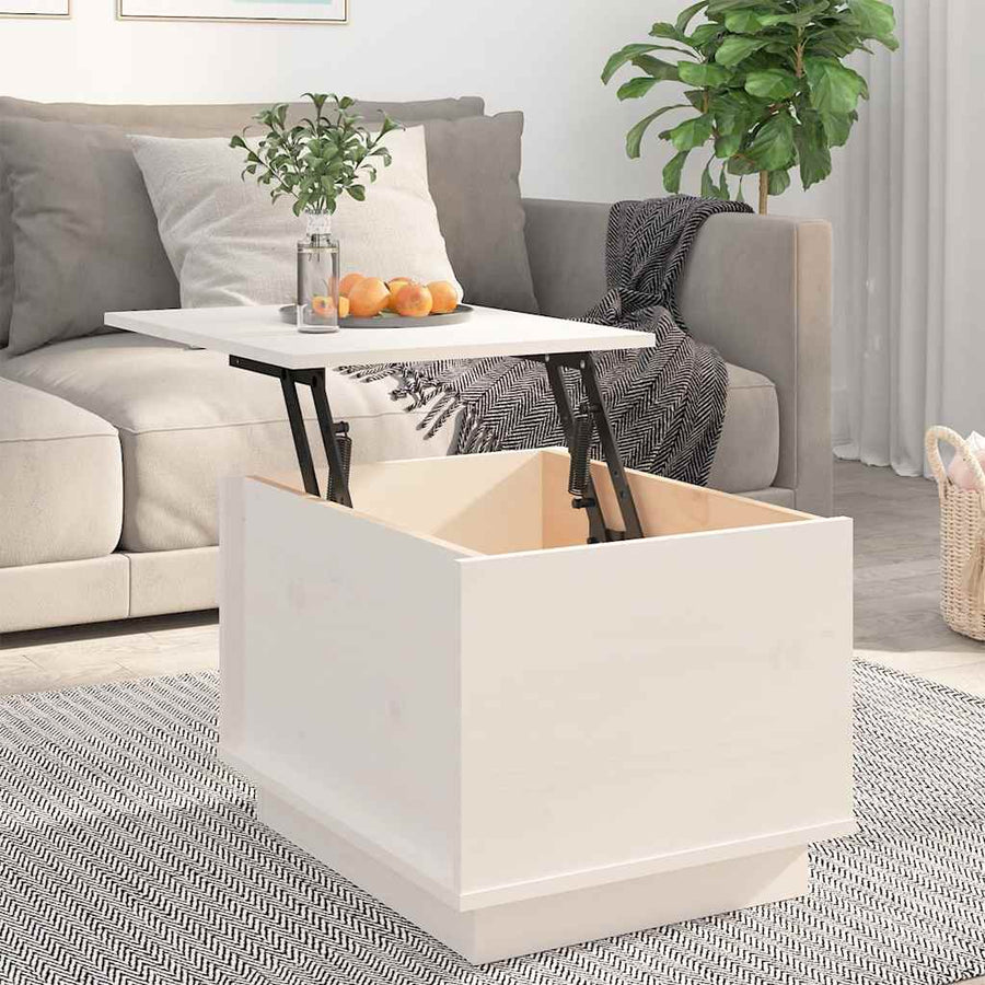Salontafel 40X50X35 Cm Massief Grenenhout Wit