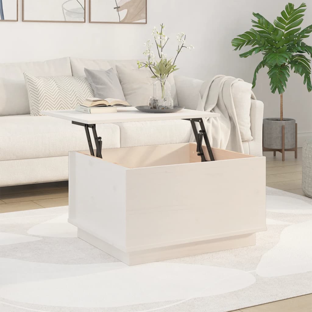 Salontafel 60X50X35 Cm Massief Grenenhout Wit
