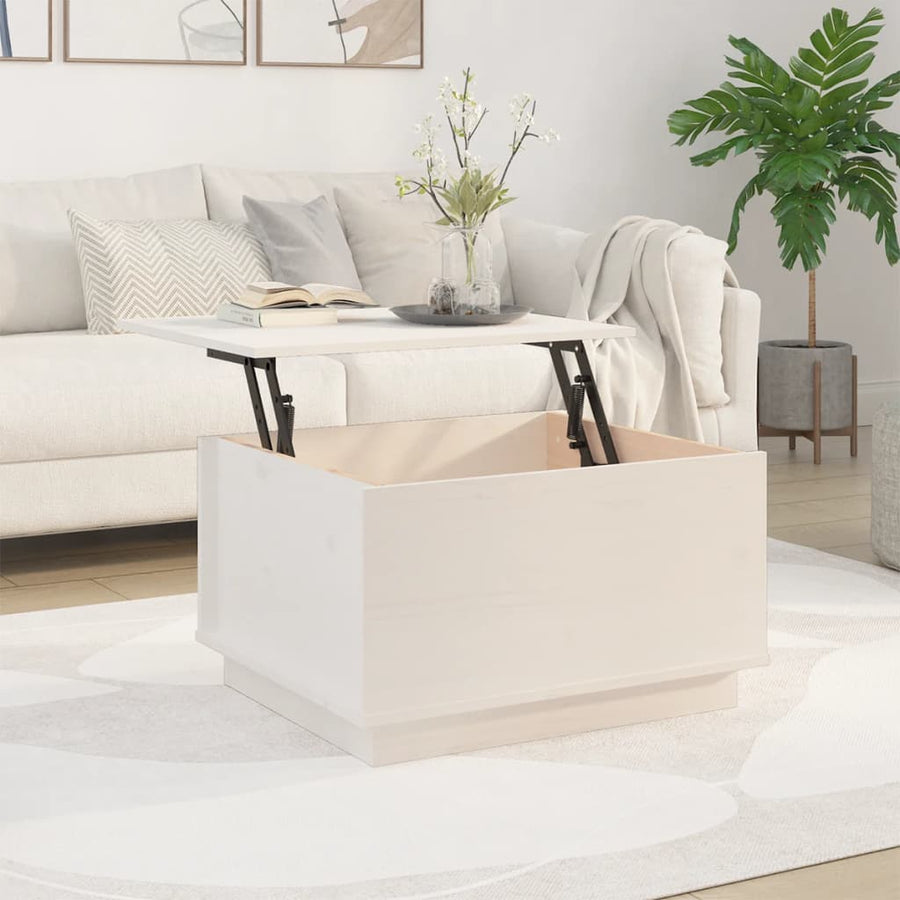 Salontafel 60X50X35 Cm Massief Grenenhout Wit
