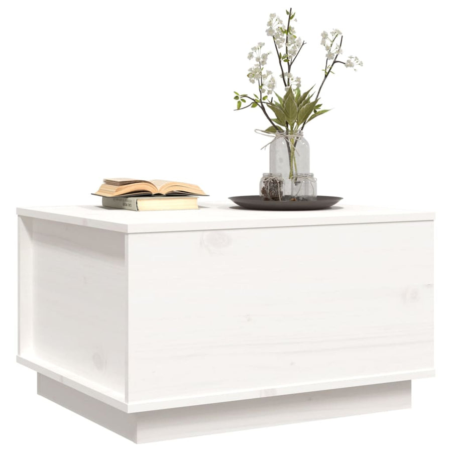 Salontafel 60X50X35 Cm Massief Grenenhout Wit