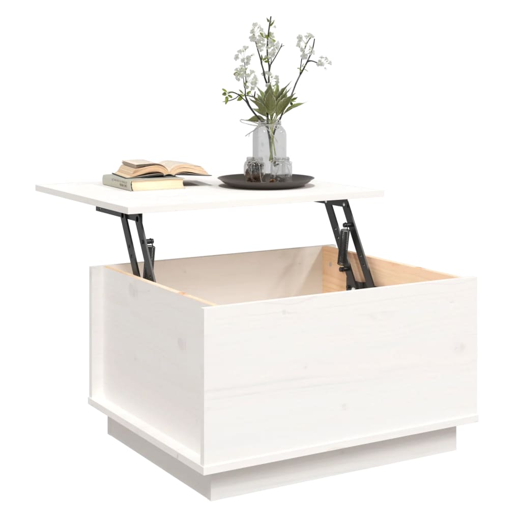 Salontafel 60X50X35 Cm Massief Grenenhout Wit