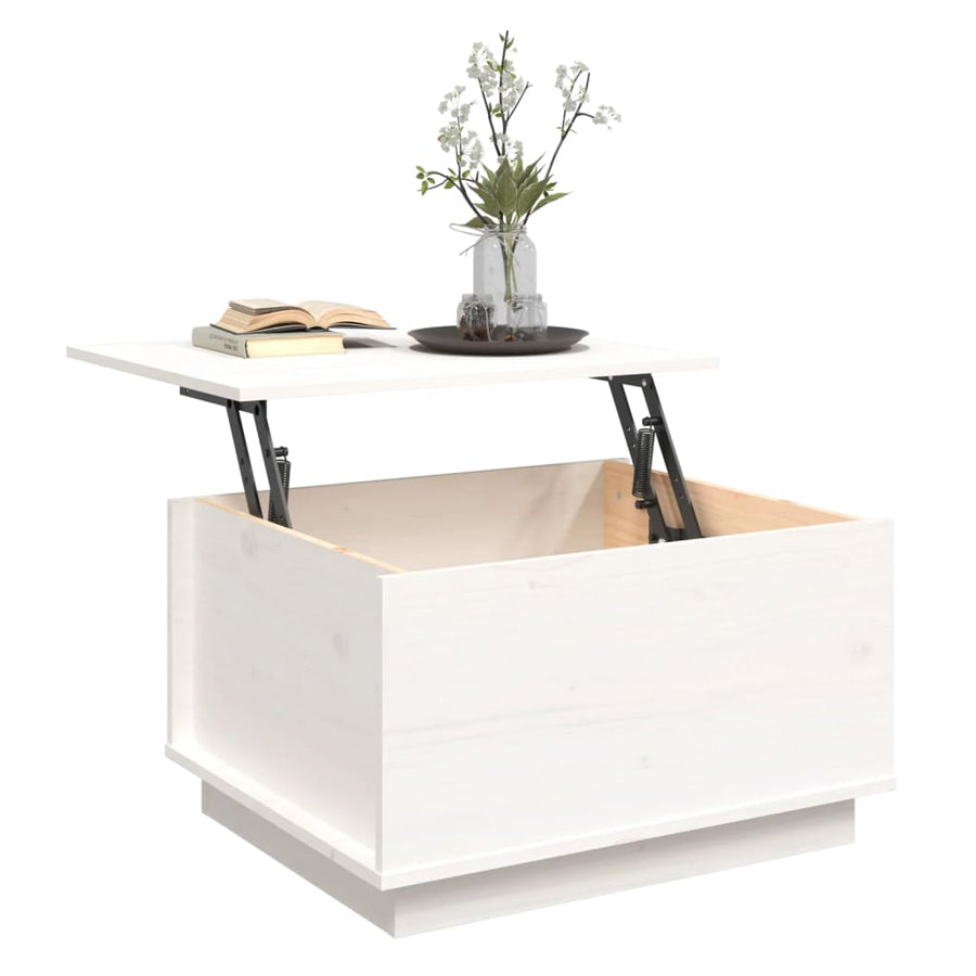 Salontafel 60X50X35 Cm Massief Grenenhout Wit