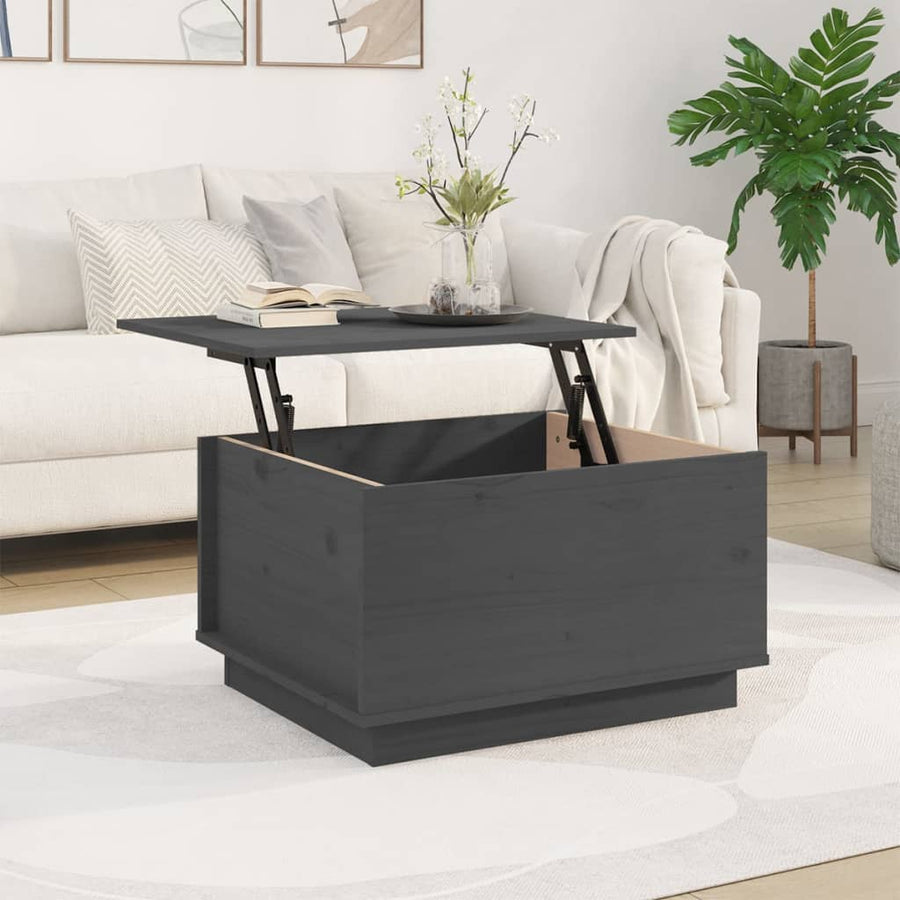 Salontafel 60X50X35 Cm Massief Grenenhout Grijs