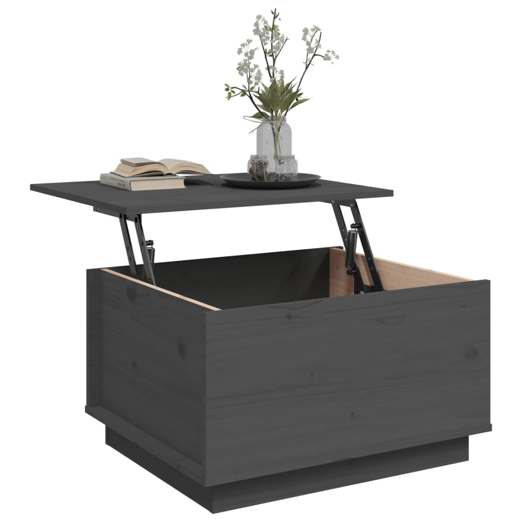 Salontafel 60X50X35 Cm Massief Grenenhout Grijs