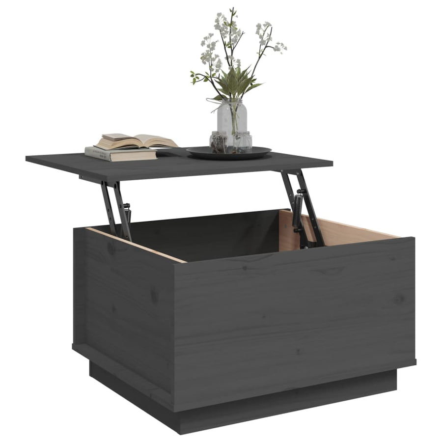 Salontafel 60X50X35 Cm Massief Grenenhout Grijs