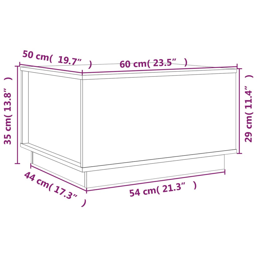 Salontafel 60X50X35 Cm Massief Grenenhout Grijs