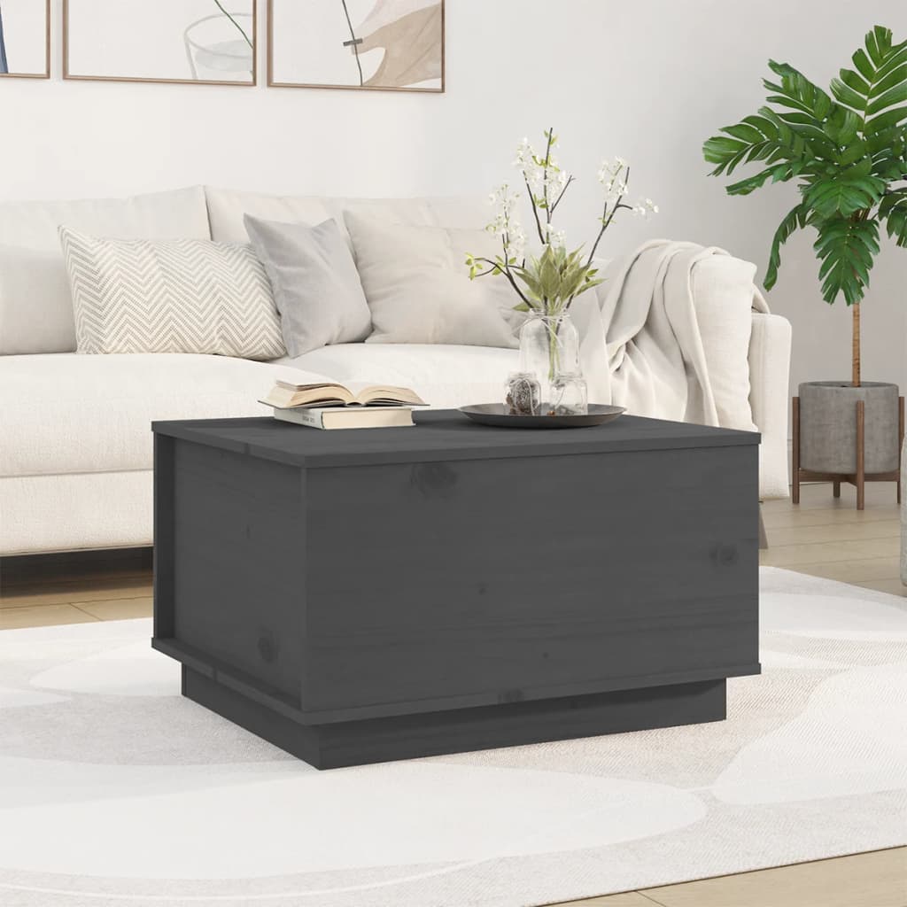 Salontafel 60X50X35 Cm Massief Grenenhout Grijs