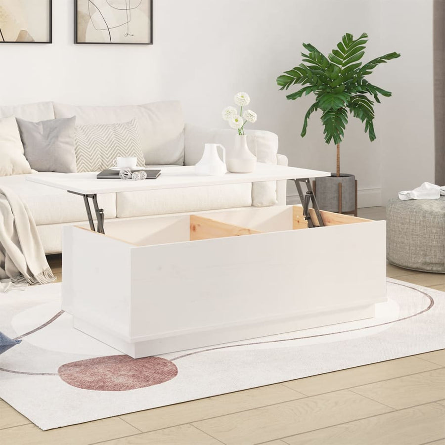 Salontafel 100X50X35 Cm Massief Grenenhout Wit